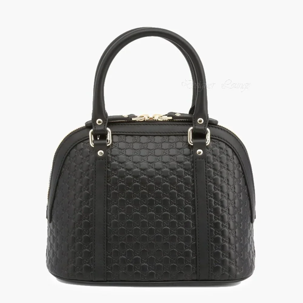 NEW GUCCI MicroGuccissima GG Crossbody Black Leather Dome Bag Small $1,950
